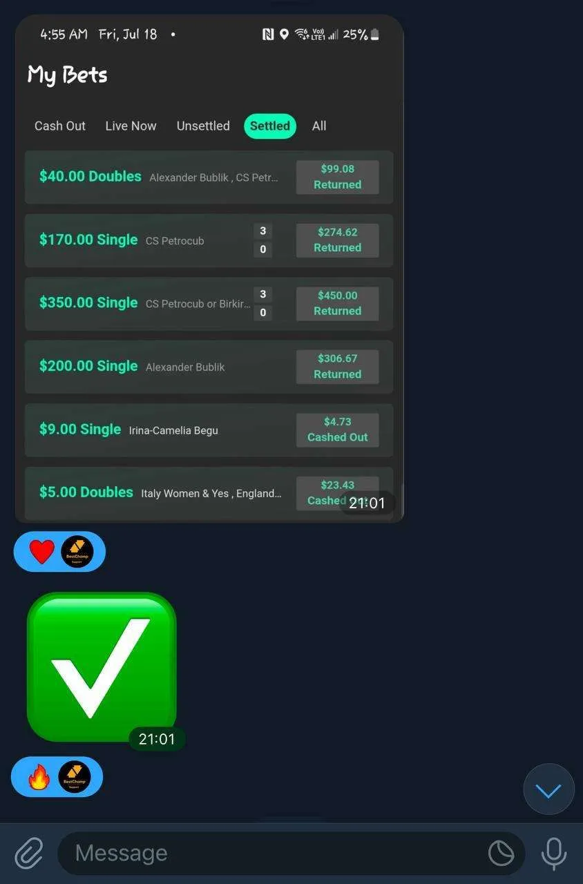 BetSwiss member result