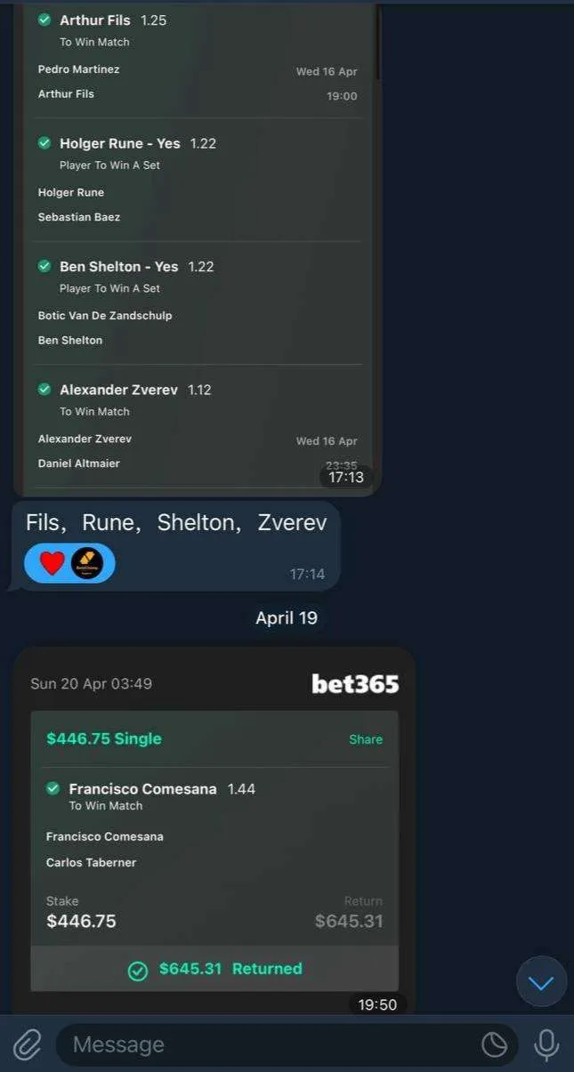 BetSwiss member result