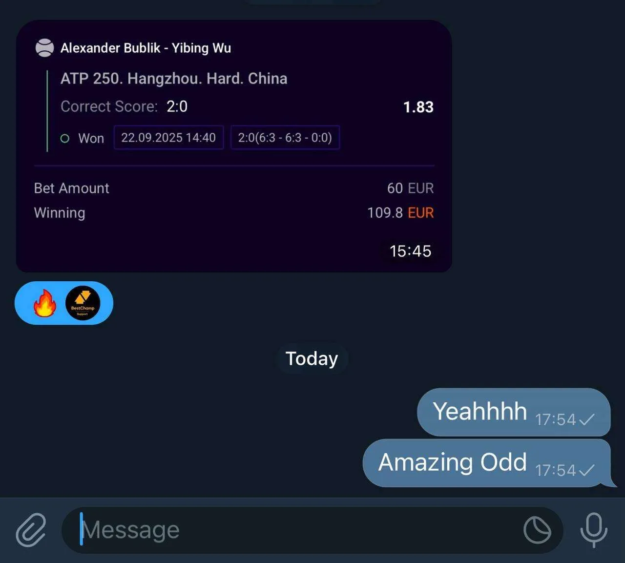 BetSwiss member result